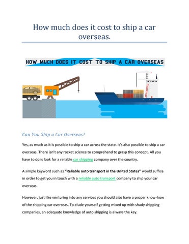 Estimating the cost to ship a car