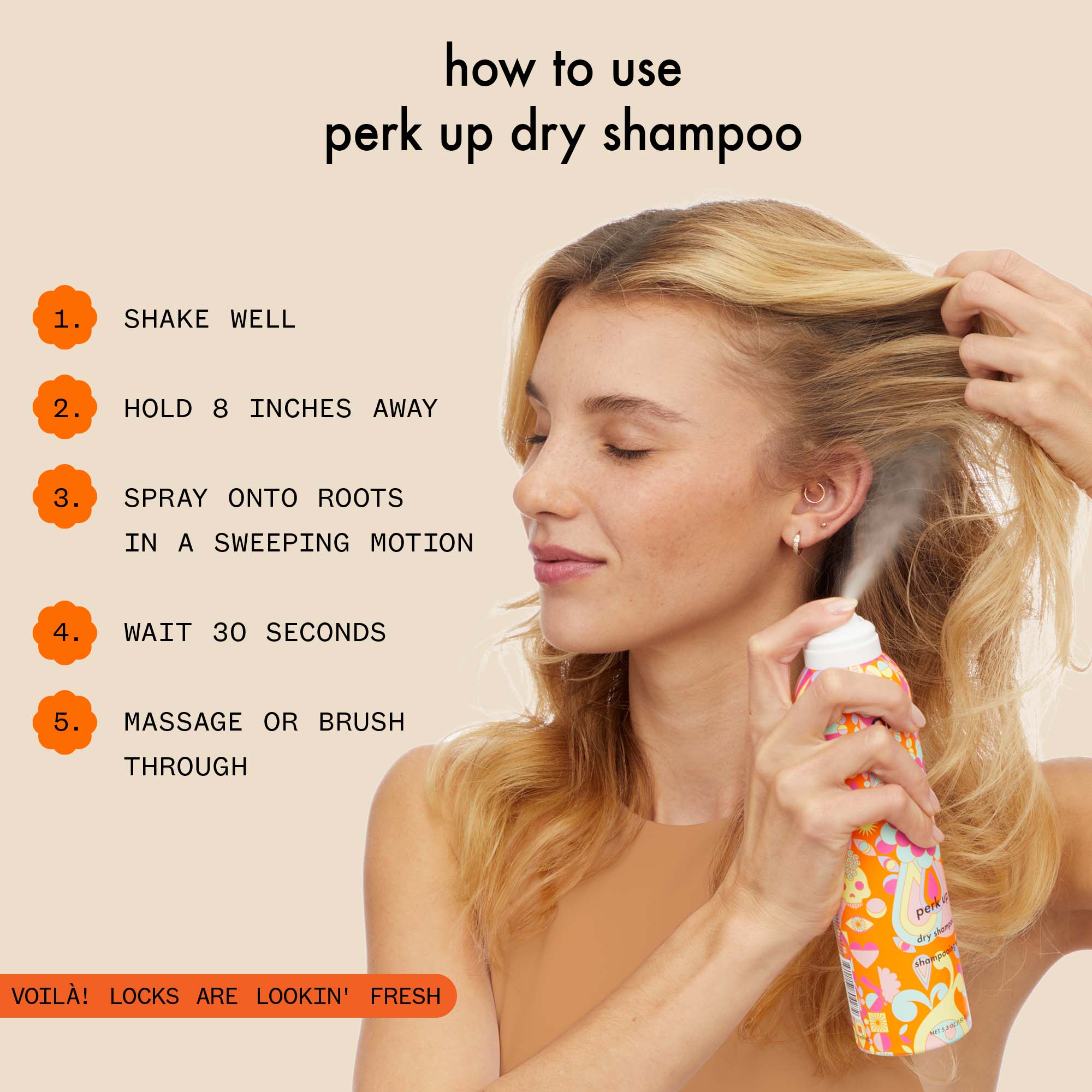 Applying dry shampoo